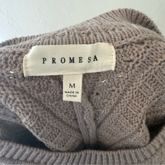 Promesa Brown Crew Neck Sweater with Textured Knit Womens Medium - Picture 6 of 6